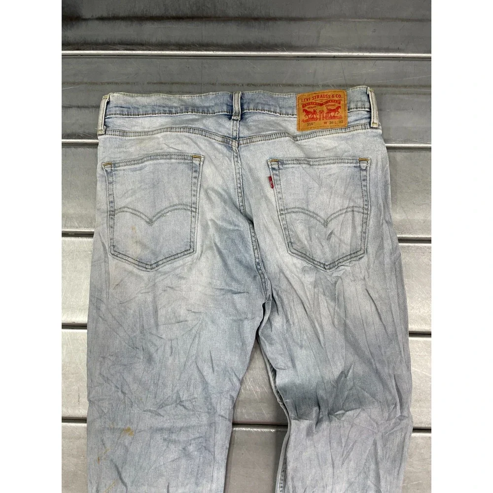 Levis 514 Slim Straight Jeans Mens 36x32 Blue Light Wash‎ Denim